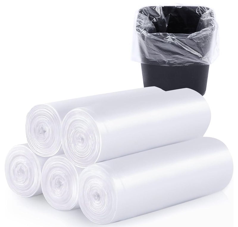 YYaaloa 100 Count Small Trash Bags 4 Gallon Small Clear Garbage Bags Unscented 1.1mil Thick Strong for Bathroom, Office, Kitchen Waste Basket Small Trash Can. 4g/pcs (Clear 100Count) - Image 1